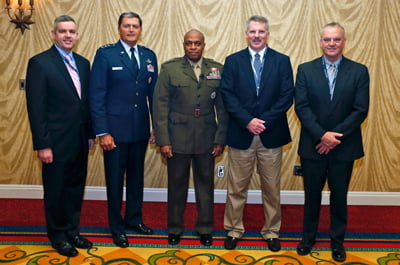 Lt. Gen. John Rosa, President of The Citadel (second from left), with Citadel professors at the school's Intelligence & Homeland Security Enterprise conference, September 2015